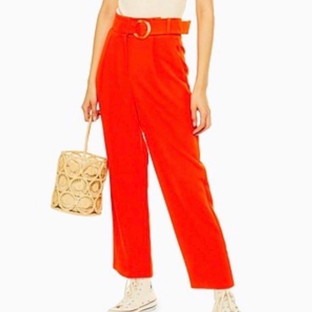 NWOT Topshop Women's Orange Ankle Cropped Pants - Size 8